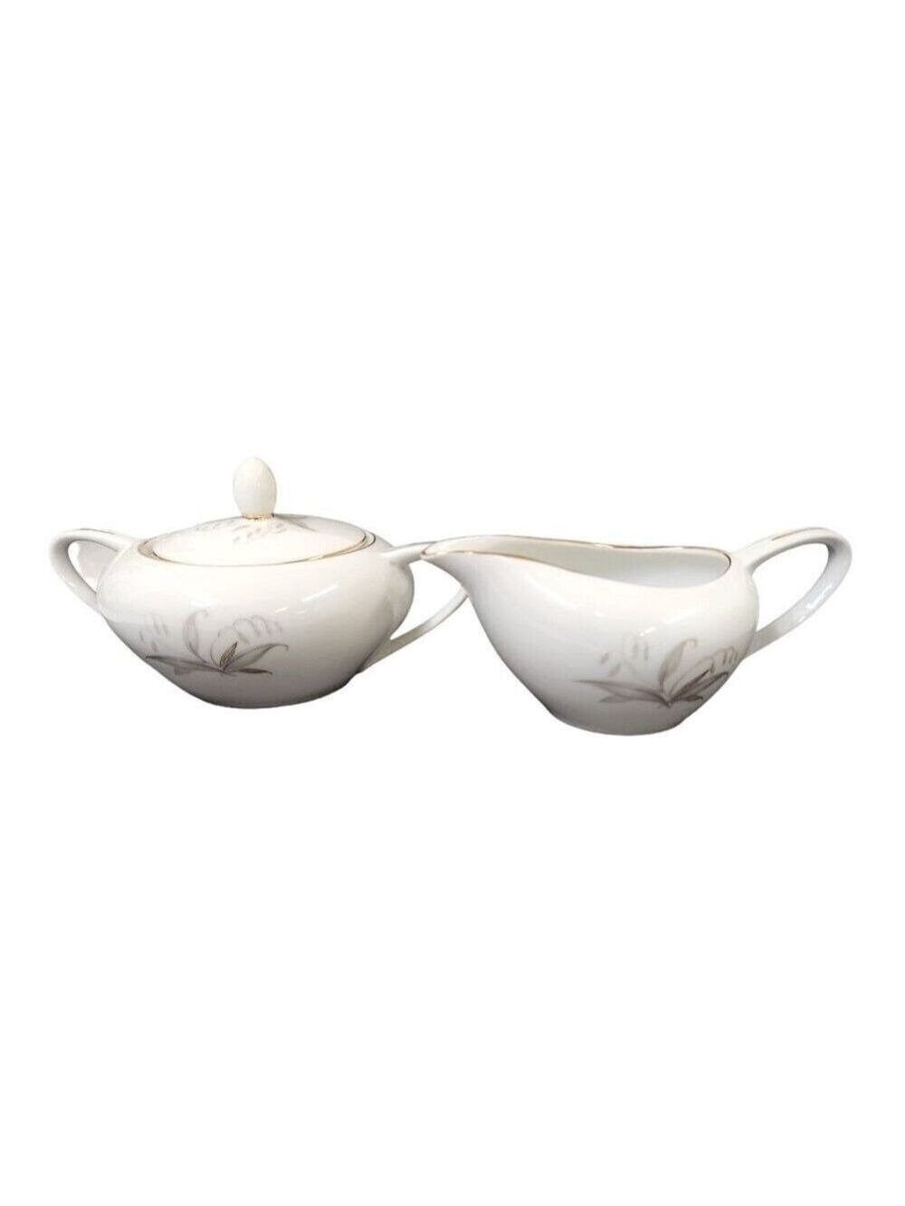 Kaysons Fine China Golden Rhapsody Sugar Bowl & Creamer Set Floral Design